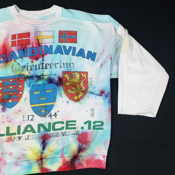 VTG CUSTOM Upcycled Crewneck Scandinavian Alliance Longsleeve Tie Dye - Picture 3 of 10